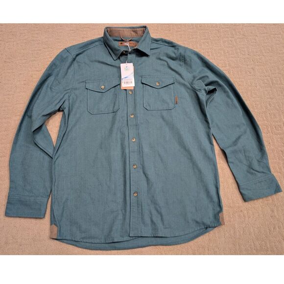 NWT Levitate Shirt Mens XXL 2XL 2X Pond Turquoise Herringbone Flannel - Picture 1 of 11